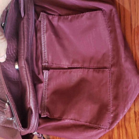 Rosetti Midtown Eggplant Leather Satchel Bag / Shoulder Purse. - Picture 15 of 16